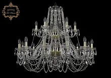 Люстра подвесная хрустальная 11.11.12+6.360.2d.Gd.Sp Bohemia Art Classic прозрачная на 18 ламп, основание золотое в стиле классический Люстра подвесная хрустальная 11.11.12+6.360.2d.Gd.Sp Bohemia Art Classic прозрачная на 18 ламп, основание золотое в стиле классический